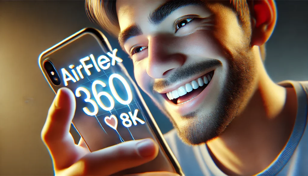 DALL·E-2024-10-19-15.55.33-A-close-up-3D-scene-of-a-person-smiling-while-looking-at-a-smartphone-with-glowing-text-that-reads-Airflex-360-floating-near-the-smartphone-screen-1024x585 Compressor de Ar Airflex 360: A Solução Instantânea!