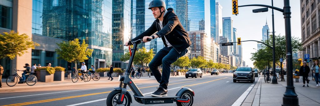 Leonardo_Phoenix_A_young_adult_riding_an_adult_electric_scoote_3-1024x341 Patinete Eletrico Adulto X-Scooter Cross: Economia e Praticidade!
